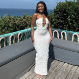 Sexy Slim Fit Hanging Strap Hollow Metal Ring Dress