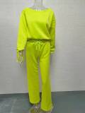 Casual Set Solid Long Sleeve Plush Loose Pants Two Piece Set