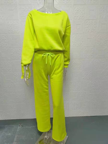 Casual Set Solid Long Sleeve Plush Loose Pants Two Piece Set