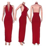 Hanging Neck Strap High Waist Dress