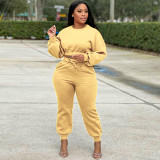 Women's plush sweater elastic thread waistband drawstring set