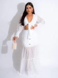 Fashionable and comfortable long sleeved buttocks wrapped skirt set