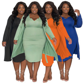 Long sleeved oversized bra dress two-piece set