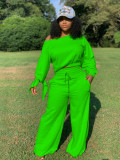 Casual Set Solid Long Sleeve Plush Loose Pants Two Piece Set