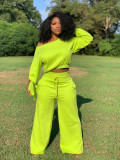 Casual Set Solid Long Sleeve Plush Loose Pants Two Piece Set