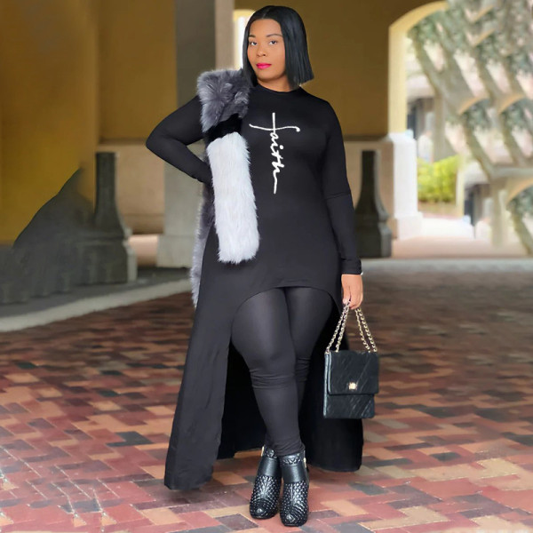Solid color comfortable casual irregular two-piece set