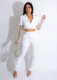 Mesh Splice Small Suit Pants Two Piece Set