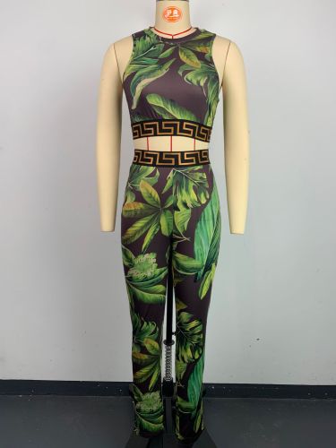 Printed Sleeveless Tank Top Set
