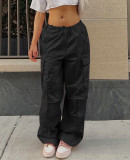 Fashion Loose Drawstring Multi Pocket Casual Pants