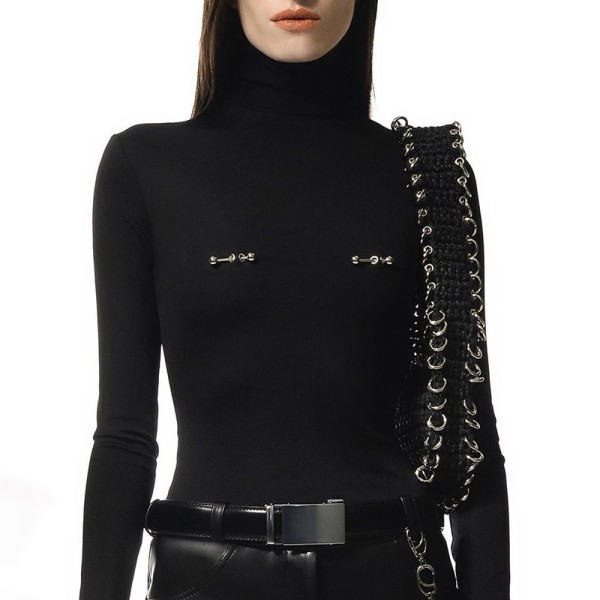 High Collar Long Sleeve Slim Fit Bottom Top