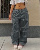 Fashion Loose Drawstring Multi Pocket Casual Pants