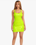 PU Sexy Sleeveless Wrapped Hip Skirt