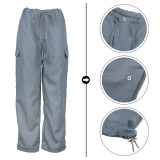 Fashion Loose Drawstring Multi Pocket Casual Pants