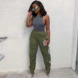 Fashion versatile pleated drawstring casual pants