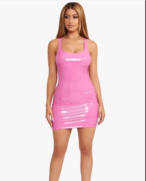 PU Sexy Sleeveless Wrapped Hip Skirt