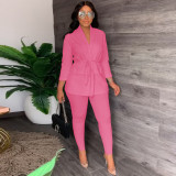 Casual small suit drawstring strap two-piece set