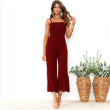 Sleeveless solid color jumpsuit