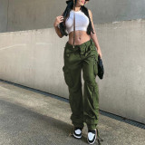 Women's straight pants, high waisted, loose fitting wide leg jeans