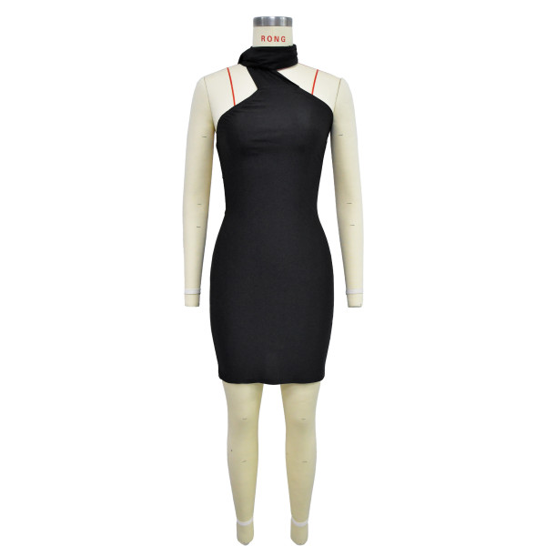 Women's Solid Color Sexy Sleeveless Hanging Neck Short Dress Dress