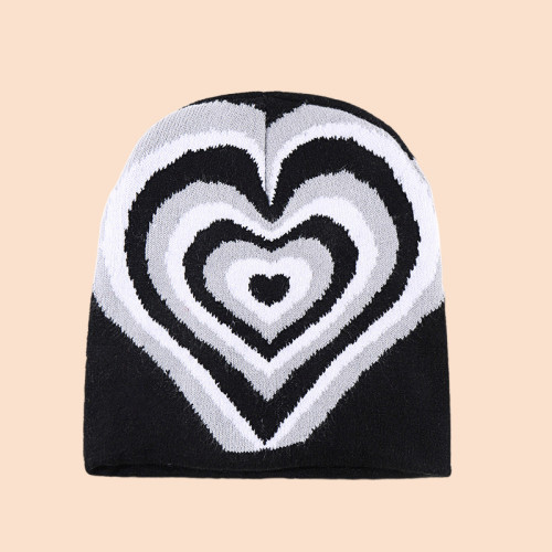 Warm Heart Pattern Adult Knitted Hat