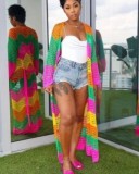Leisure colorful knitted hollowed out beach cape TK6297