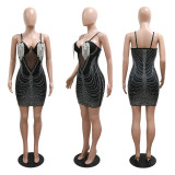Sexy Strap Tassel Hot Diamond Wrap Hip A-line Skirt