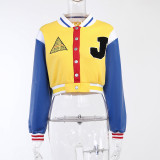 Embroidered printed leather sleeves, baseball jacket, top coat