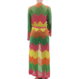 Leisure colorful knitted hollowed out beach cape TK6297