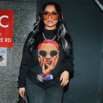 Printed loose fitting long sleeved round neck sweater top Printed loose fitting long sleeved round neck sweater top