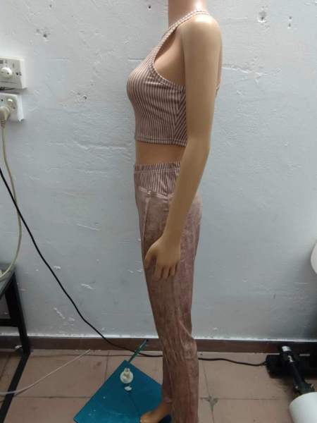 Splice printed distressed two-piece vest pants