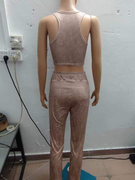 Splice printed distressed two-piece vest pants