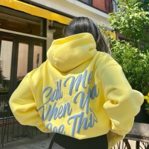 Versatile letter printed contrasting hoodie Versatile letter printed contrasting hoodie