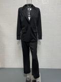 Flip collar slim fitting style suit