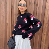 Printed contrasting pullover sweater