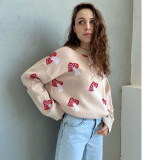 Printed contrasting pullover sweater