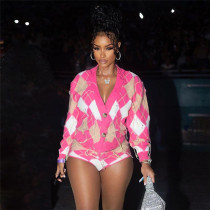 Contrast Tassel Coat High Waist Slim Fit Shorts Set