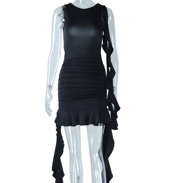 Sleeveless Open Back Strap Wrapped Hip Dress