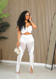 Bra Mesh Open Waist Two Piece Pants