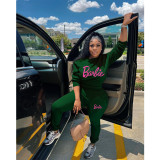 Printed round neck fashion sweater two-piece set