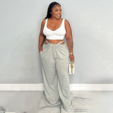 Women's hip-hop sports waistband tie up two loose casual pants