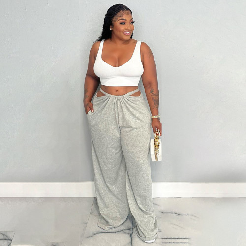 Women's hip-hop sports waistband tie up two loose casual pants