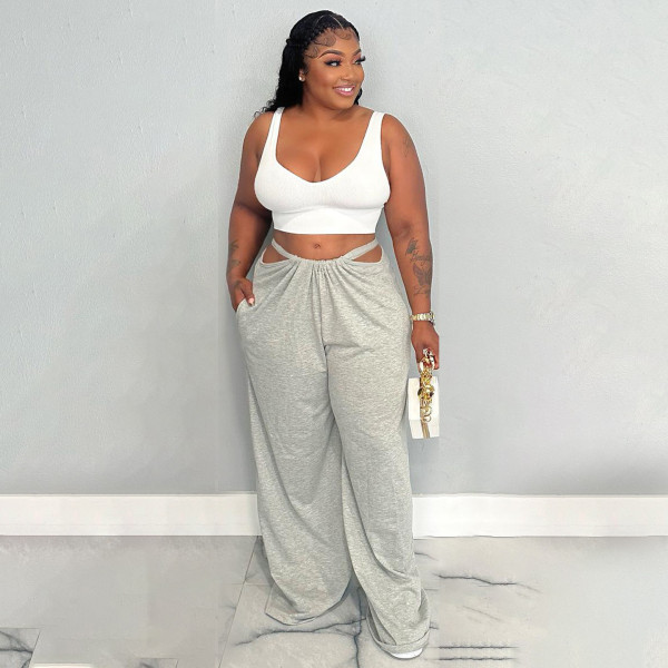 Women's hip-hop sports waistband tie up two loose casual pants