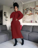 Women's long fringed woolen dress