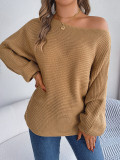 Loose Solid Bat Sleeves Sweater