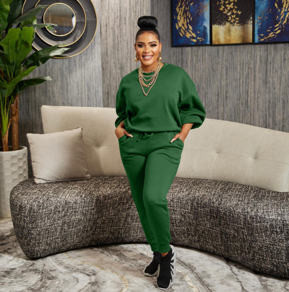 Women's Solid Color Fashion Casual Sports Two Piece Set