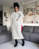 Women's long fringed woolen dress