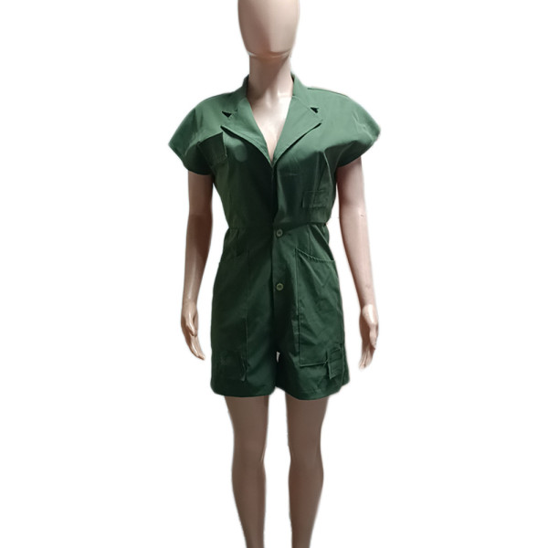 Solid color cool silk cotton jumpsuit
