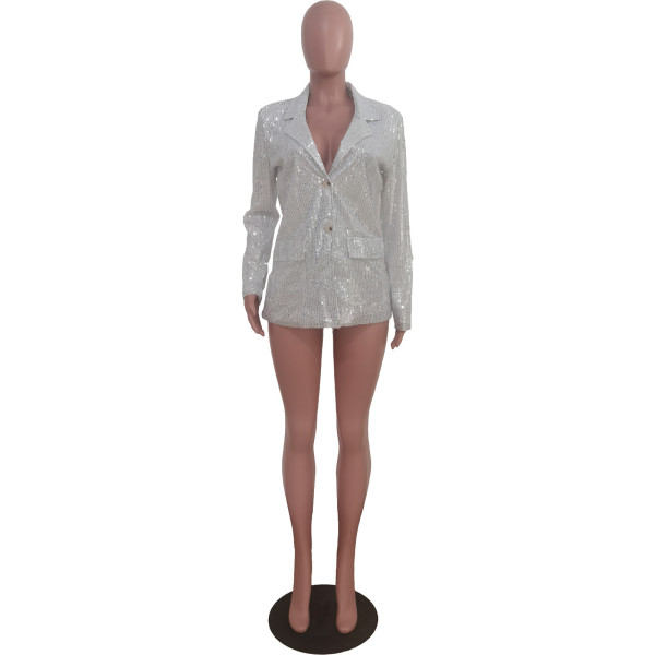 Women's casual sequin suit jacket
