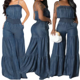 Bra denim jumpsuit bloomers