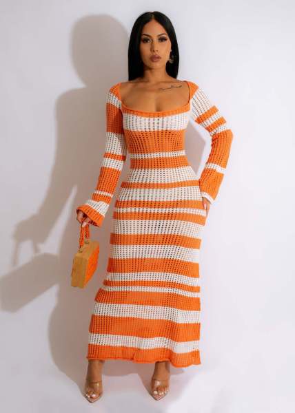 Women's wool knitted trumpet dress